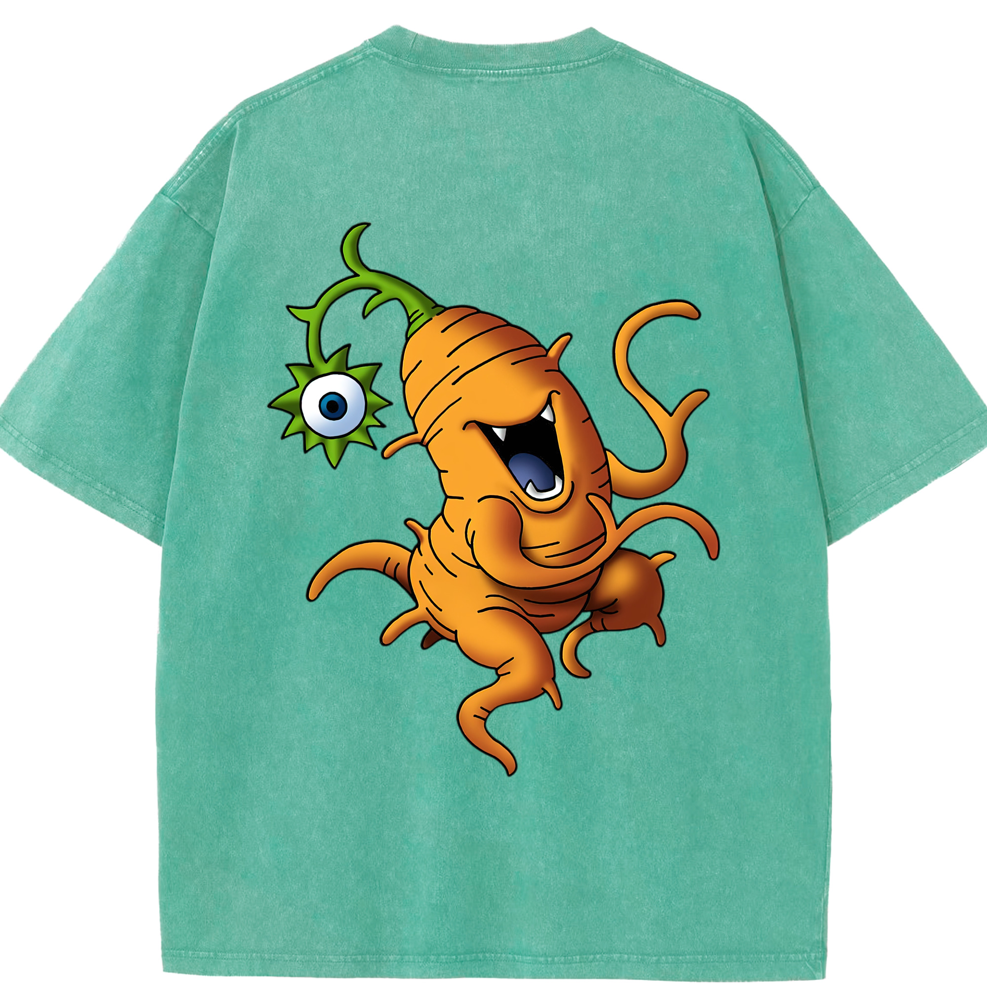 （画像用） ドラゴンクエスト Doragon Kuesuto Dragon Quest 綿100% ヴィンテージ風 半袖Tシャツ（背面プリント）